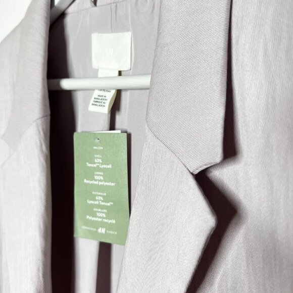 H&M Womens Blazer Coat Soft Light Tencel/Lyocell 2 Faux Pockets Lavender NWT - Picture 3 of 9